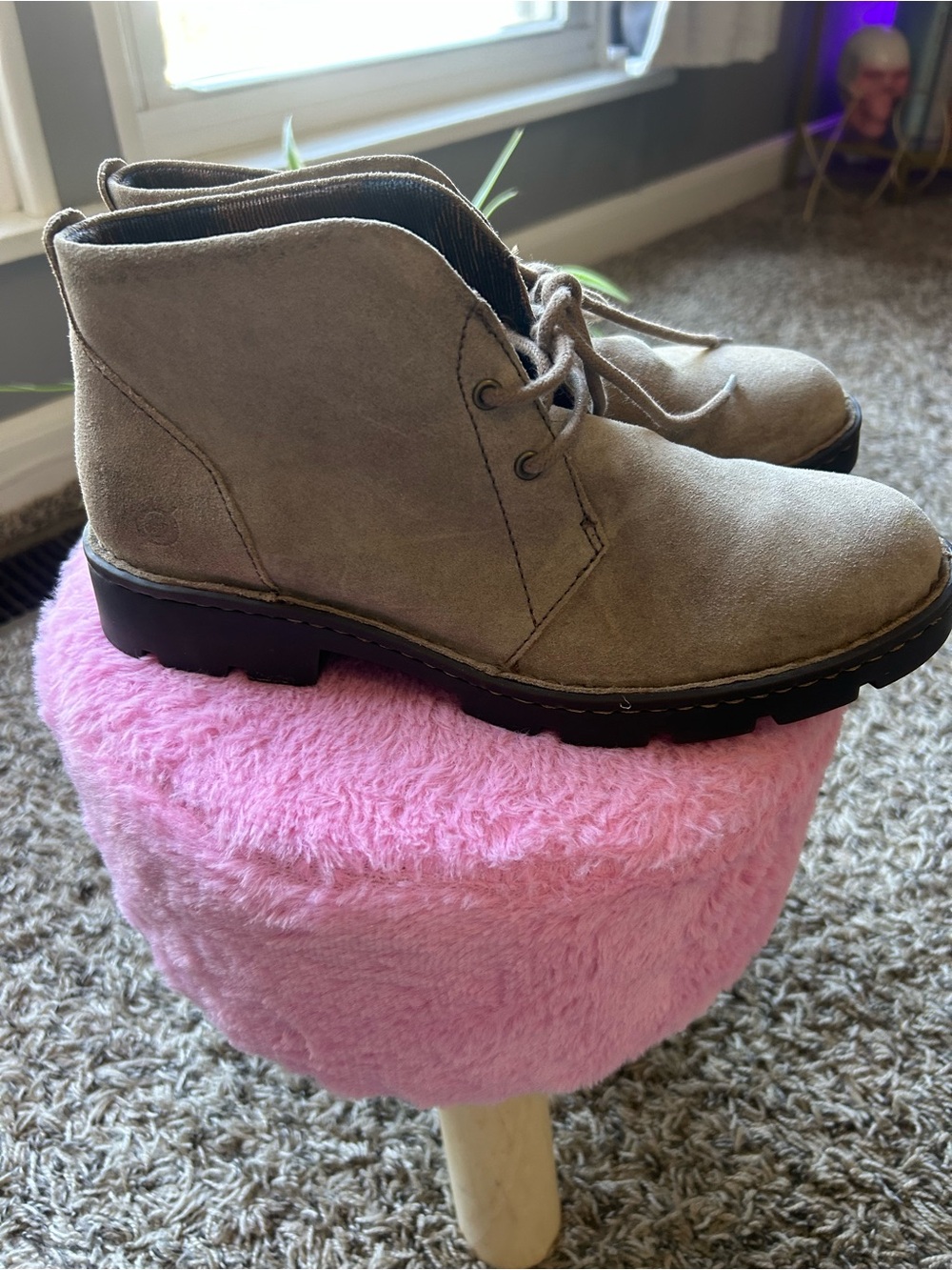 Born Women's Taupe Suede Ankle Booties